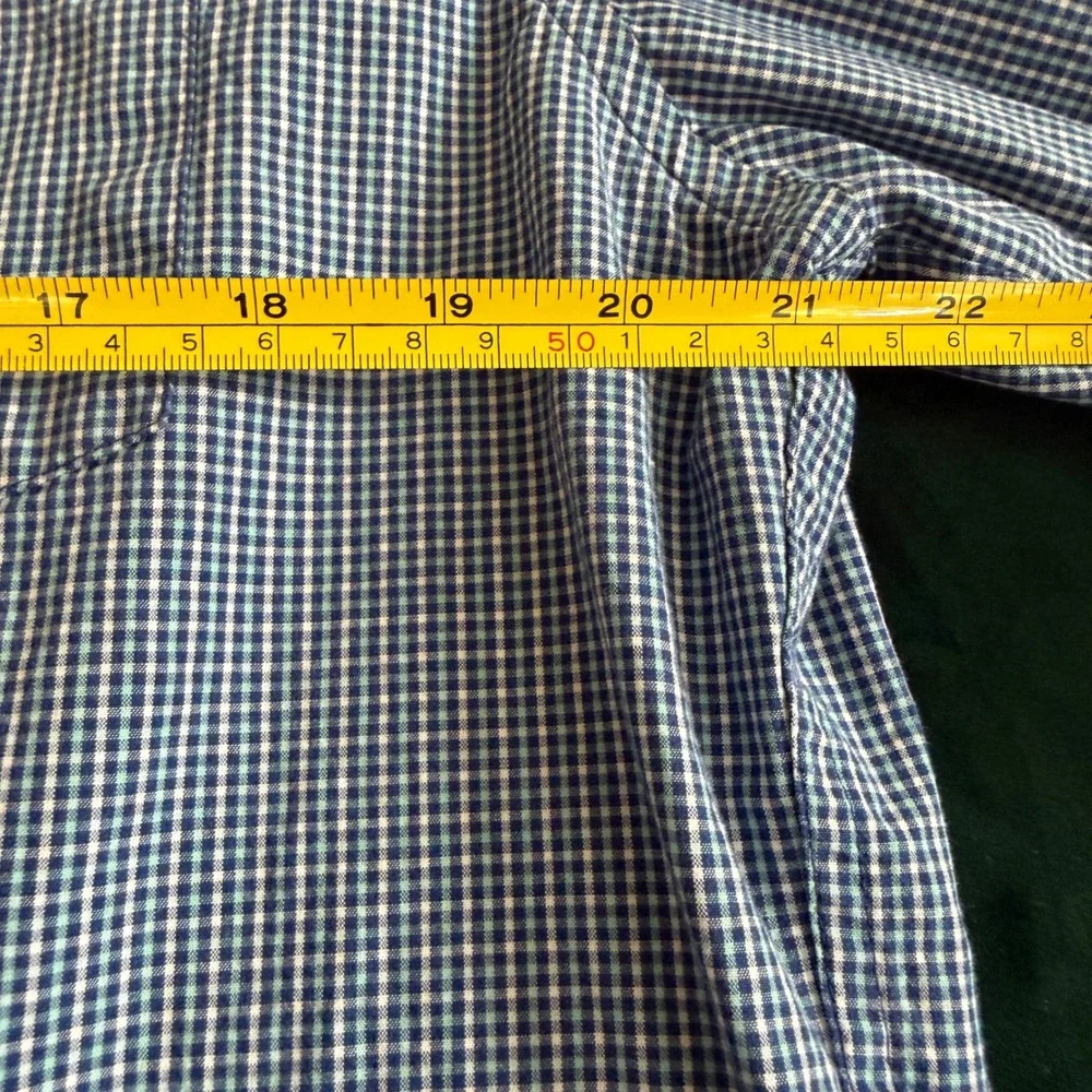 J.Crew Mens XL Slim Untucked Flex Washed Gingham Button Down‎ Shirt AL861 Blue